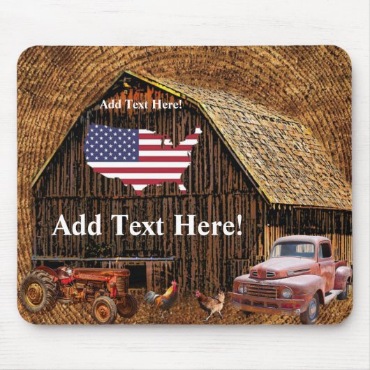 Rustic Barn Truck Tractor American Flag Muismat (Voorkant)