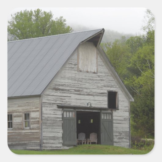 Rustic Barn-Vermont Vierkante Sticker (Voorkant)
