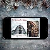 Rustic Barn Warmest Wishes Boerderij Kerstfoto Feestdagenkaart