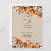 Rustic Barn Wedding | Herfst herfstverbrand Sinaas Kaart (Voorkant)