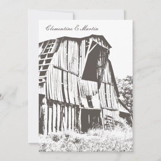Rustic Barn Wedding Invitation - Donker Bruin Kaart (Voorkant)