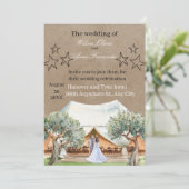 Rustic Barn Wedding Invitation Template | Watercol Kaart (Staand voorkant)