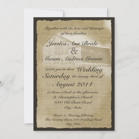 Rustic Barn Wedding Kaart (Voorkant)