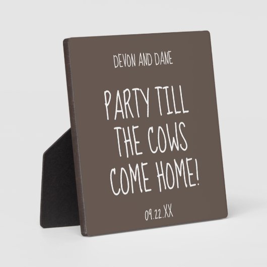 Rustic Barn Wedding Logo Plaque met Easel Fotoplaat (Voorkant)