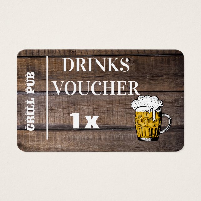 Rustic Barn Wedding Party Free Drink Voucher Card Visitekaartje (Voorkant)