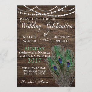 Rustic Barn Wedding Peacock Blue Boho Kaart