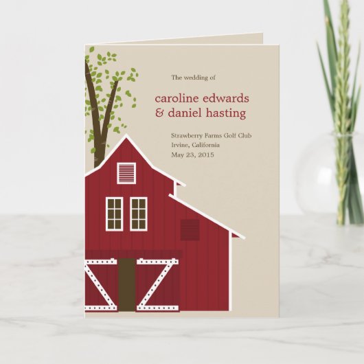 Rustic Barn Wedding Program Kaart (Voorkant)