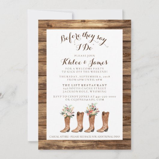 Rustic Barn Wedding Rehearsal Dinner Invite Kaart (Voorkant)