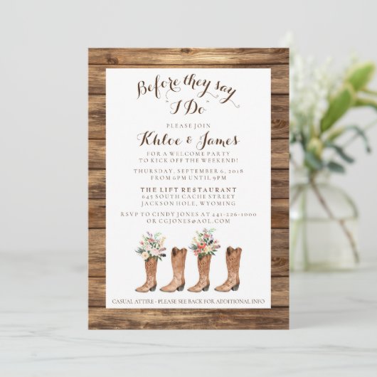 Rustic Barn Wedding Rehearsal Dinner Invite Kaart (Staand voorkant)