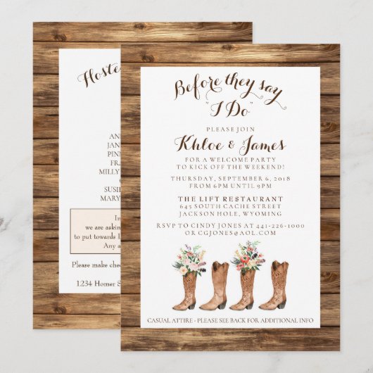 Rustic Barn Wedding Rehearsal Dinner Invite Kaart (Voorkant / Achterkant)
