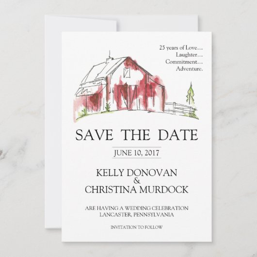 Rustic Barn Wedding Save the Date (Voorkant)
