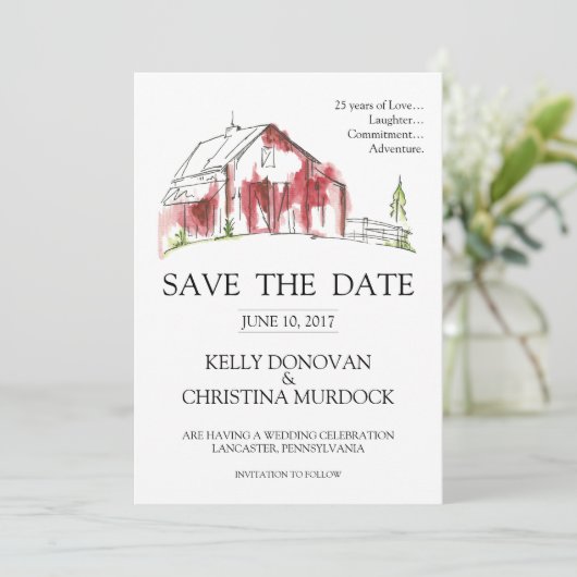Rustic Barn Wedding Save the Date (Staand voorkant)