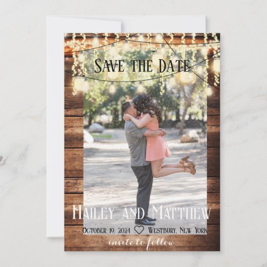 Rustic Barn Wedding Save the Date Custom (Voorkant)