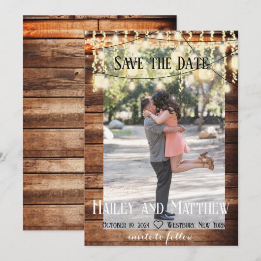 Rustic Barn Wedding Save the Date Custom (Voorkant / Achterkant)