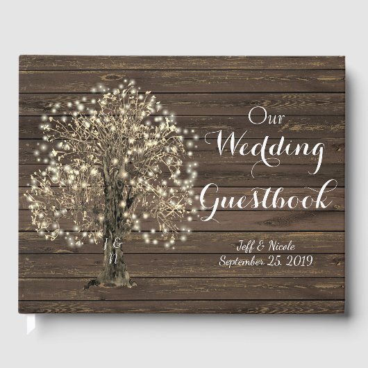 Rustic Barn Wedding String Lights Mason Jar Gastenboek (Voorkant)