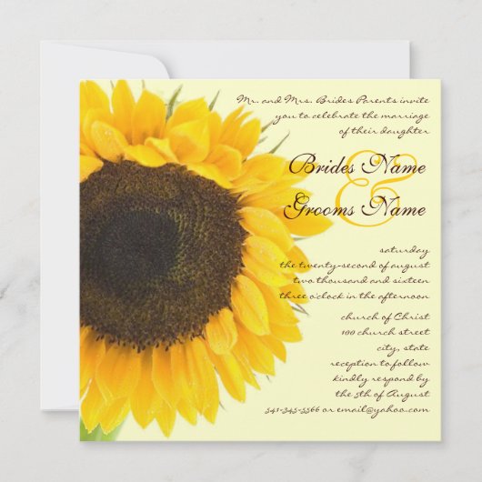 Rustic Barn Wedding Sunflower Kaart (Voorkant)