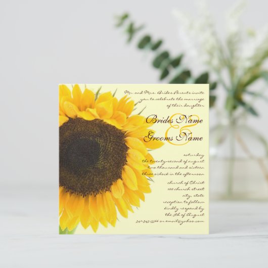 Rustic Barn Wedding Sunflower Kaart (Staand voorkant)