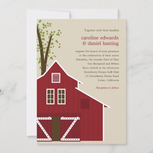Rustic Barn Wedding Uitnodiging (Voorkant)