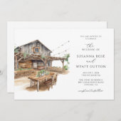Rustic Barn Wedding Uitnodiging (Voorkant / Achterkant)