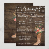 Rustic Barn Wedding Wood Cowboy Boots Kaart (Voorkant / Achterkant)
