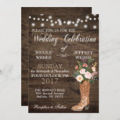 Rustic Barn Wedding Wood Cowboy Boots Kaart (Voorkant / Achterkant)