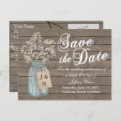 Rustic Barn Wedding Wood Mason Jar Babys Aankondigingskaart (Voorkant / Achterkant)