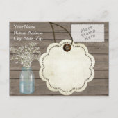 Rustic Barn Wedding Wood Mason Jar Babys Aankondigingskaart (Achterkant)