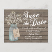 Rustic Barn Wedding Wood Mason Jar Babys Aankondigingskaart (Voorkant)