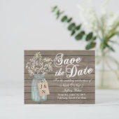 Rustic Barn Wedding Wood Mason Jar Babys Aankondigingskaart (Staand voorkant)