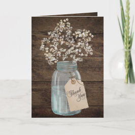 Rustic Barn Wedding Wood Mason Jar Babys Bedankkaart