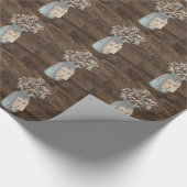 Rustic Barn Wedding Wood Mason Jar Babys Breath Cadeaupapier (Hoek)