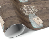 Rustic Barn Wedding Wood Mason Jar Babys Breath Cadeaupapier (Rol Hoek)