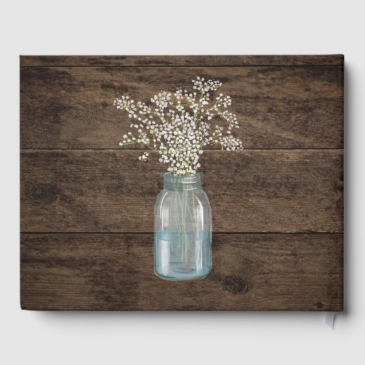 Rustic Barn Wedding Wood Mason Jar Babys Gastenboek (Achterkant)