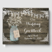 Rustic Barn Wedding Wood Mason Jar Babys Gastenboek (Voorkant)