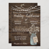 Rustic Barn Wedding Wood Mason Jar Babys Kaart (Voorkant / Achterkant)