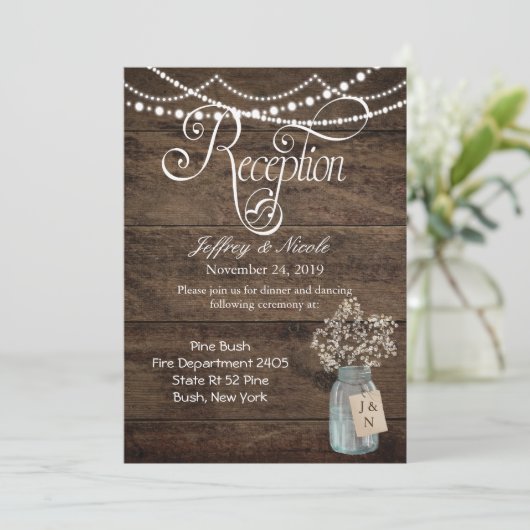 Rustic Barn Wedding Wood Mason Jar Babys Kaart (Staand voorkant)
