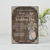 Rustic Barn Wedding Wood Mason Jar Babys Kaart (Staand voorkant)