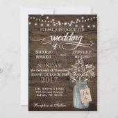 Rustic Barn Wedding Wood Mason Jar Babys Kaart (Voorkant)