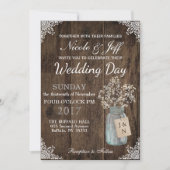 Rustic Barn Wedding Wood Mason Jar Babys Kaart (Voorkant)
