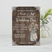 Rustic Barn Wedding Wood Mason Jar Babys Kaart (Staand voorkant)