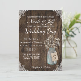 Rustic Barn Wedding Wood Mason Jar Babys Kaart