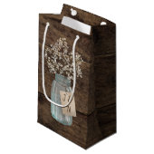 Rustic Barn Wedding Wood Mason Jar Babys Klein Cadeauzakje (Voorkant Gekanteld)