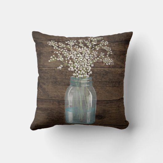 Rustic Barn Wedding Wood Mason Jar Babys Kussen (Achterkant)