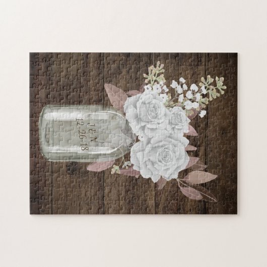 Rustic Barn Wedding Wood Mason Jar Babys Legpuzzel (Horizontaal)
