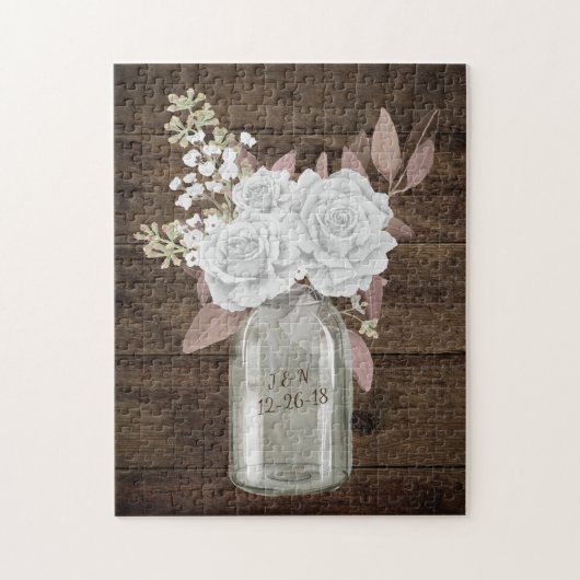 Rustic Barn Wedding Wood Mason Jar Babys Legpuzzel (Verticaal)