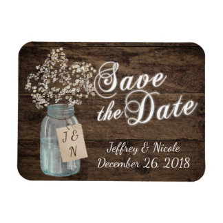 Rustic Barn Wedding Wood Mason Jar Babys Magneet