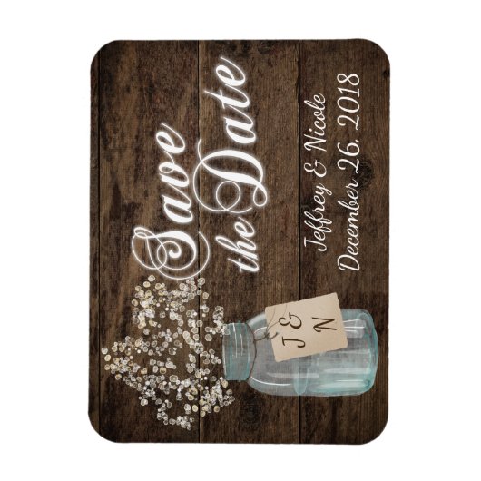 Rustic Barn Wedding Wood Mason Jar Babys Magneet (Verticaal)