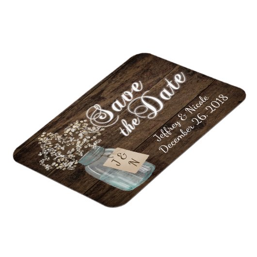 Rustic Barn Wedding Wood Mason Jar Babys Magneet (Linkerzijde)