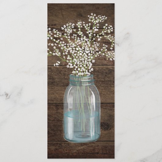Rustic Barn Wedding Wood Mason Jar Babys Menu (Achterkant)
