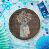 Rustic Barn Wedding Wood Mason Jar Babys Papieren Bordje (Feest)